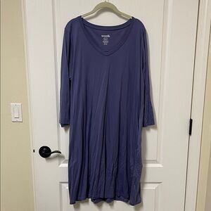 Purple V-Neck Wool& XXL-Long 7/8 longSleeve Dress